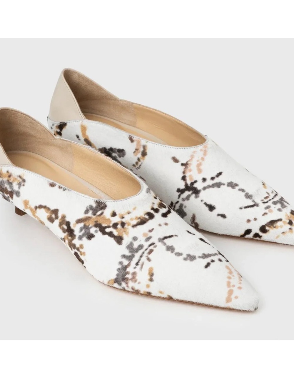 Kiki Price Babouche Kitten Heels Multicolor Calf-Hair Made in Italy EU Size 37